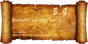 Barbély Géza névjegykártya