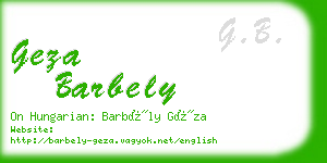geza barbely business card